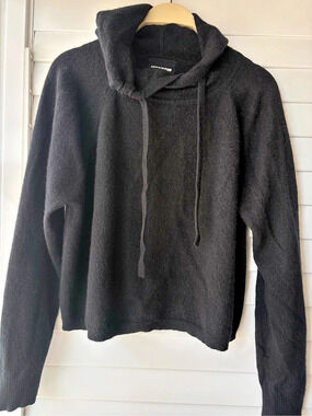 Monrow 100% Cashmere Hoodie Black Cashmere Hoodie Size Medium